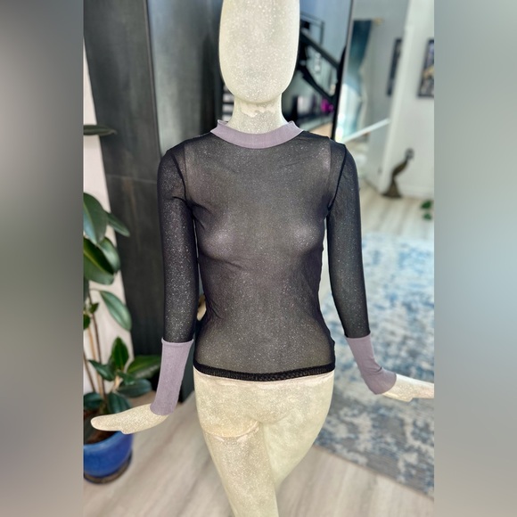 Free People Tops - Free People Intimately Women’s Mesh Long Sleeve Black/Gray Top. Size Medium